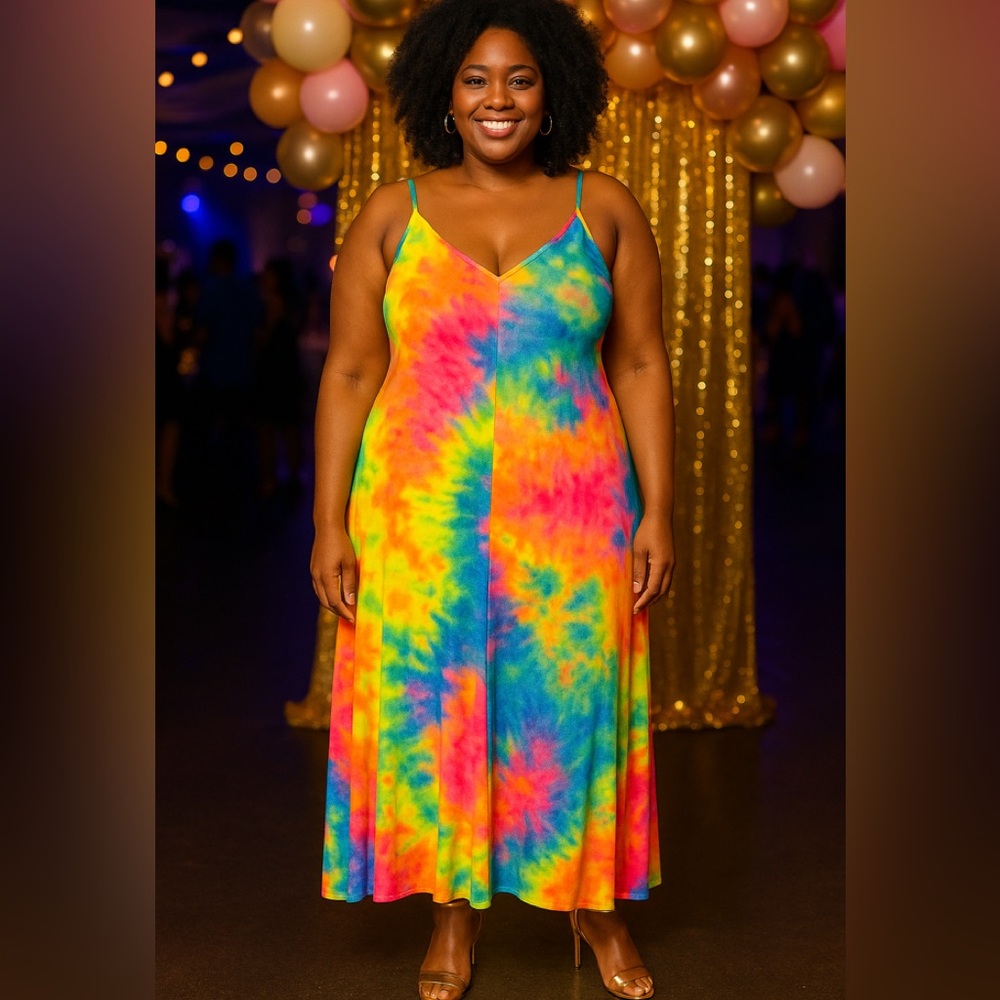 BN Zenana Premium Plus Size Tie Dye V Neck Maxi Dress With Pockets Various